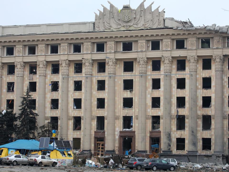 Svobody Square in Kharkiv on March 1, 2022.