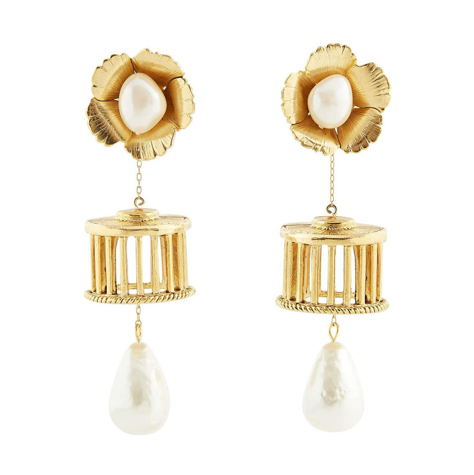 Oscar de la Renta, Pillared Pearl Earrings