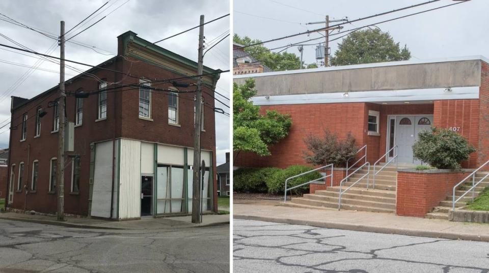 Talks have reached a stalemate on the proposed development of a city-owned building on Mascoutah Avenue in Belleville, left. The potential developer of another city-owned building on Lincoln Street has pulled out of her deal.