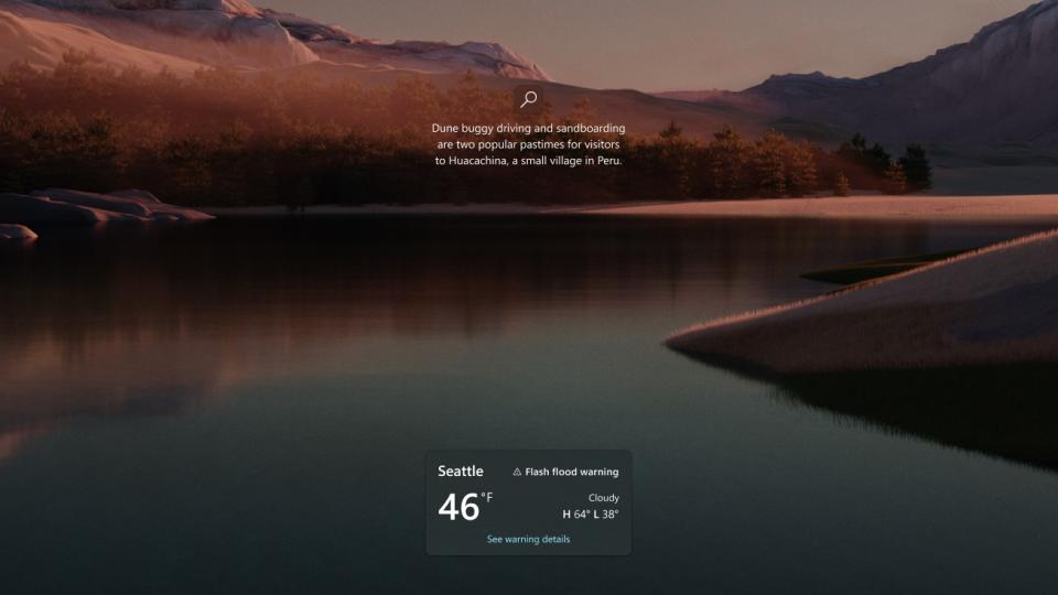 Windows lock screen rich weather UI