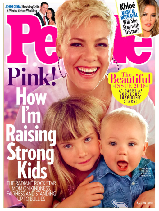 Pink and her children, Willow and Jameson. (Photo: Peggy Sirota/People magazine)