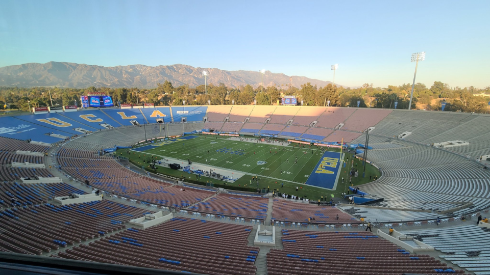 Rose Bowl before a game between UCLA and Fresno State.