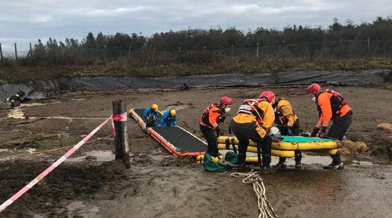 Fire crews used inflatable walkways to rescue the animals. (Facebook/Bodmin Community Fire Station)