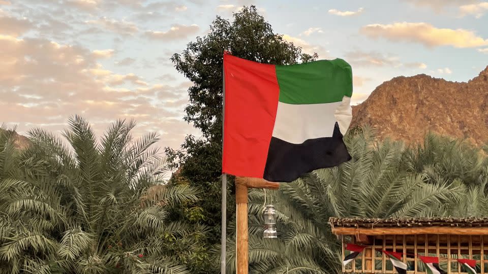The flag of the United Arab Emirates flying high on Sharjah soil in Nahwa. - Courtesy Miquel Ros