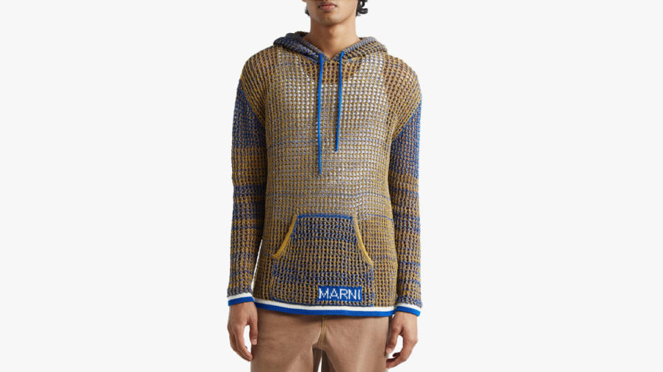 Marni Openwork Marled Cotton Sweater Hoodie