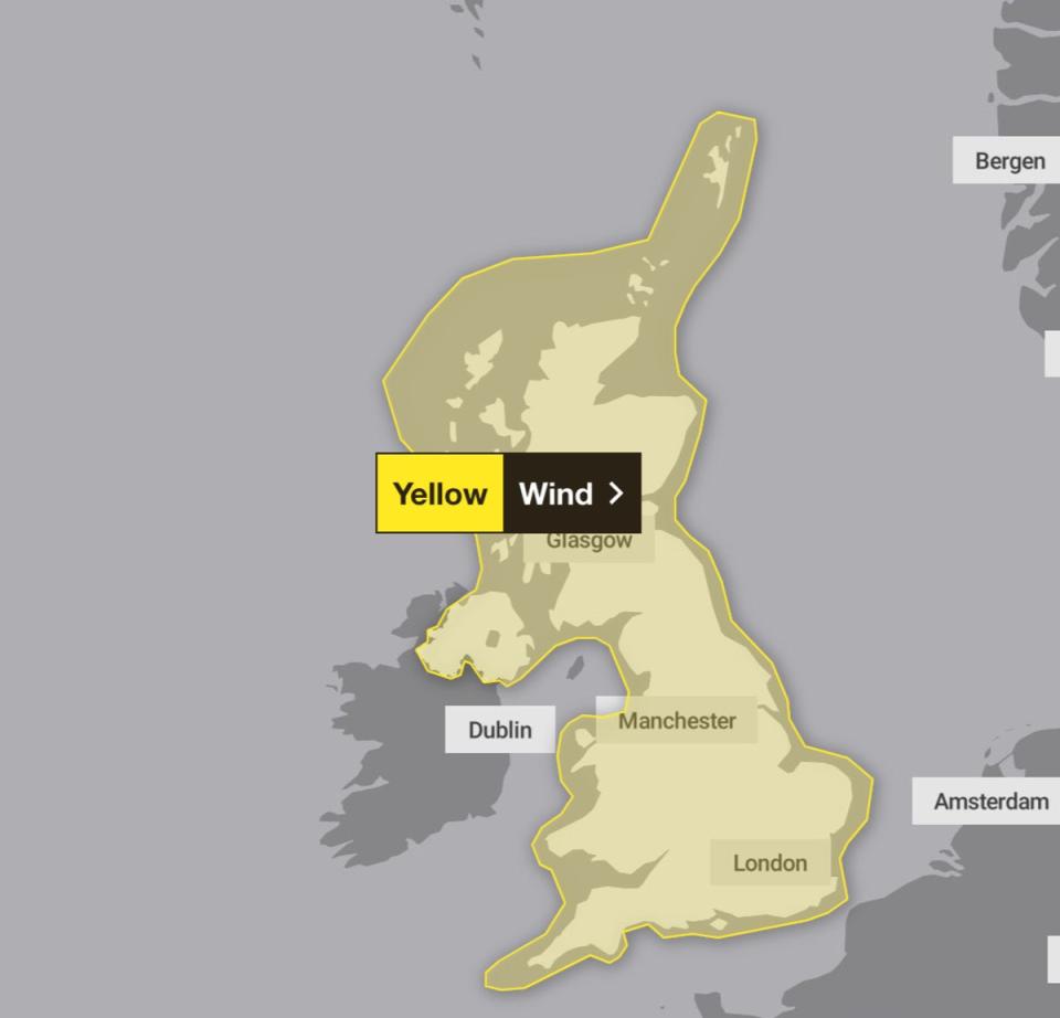 Wind warnings are in place until Wednesday (Met Office)