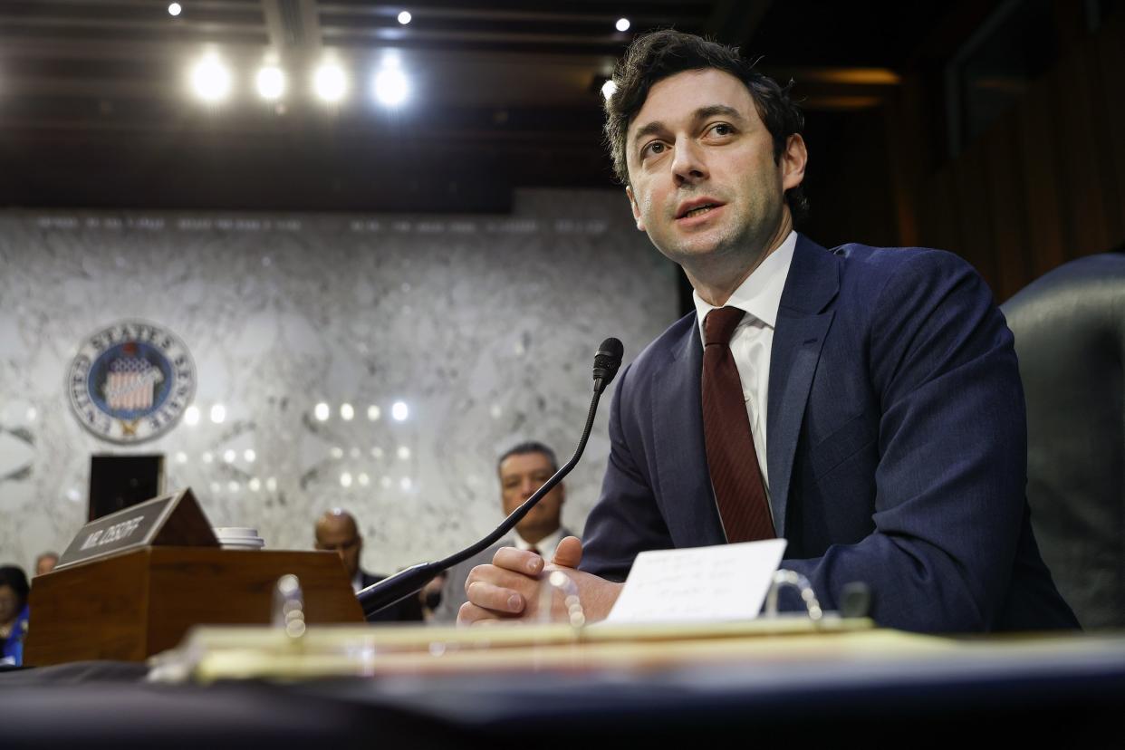 Sen. Jon Ossoff (D-GA) questions U.S. Supreme Court nominee Judge Ketanji Brown Jackson during the third day of her confirmation hearing before the Senate Judiciary Committee in the Hart Senate Office Building on Capitol Hill on March 23, 2022, in Washington, DC.
