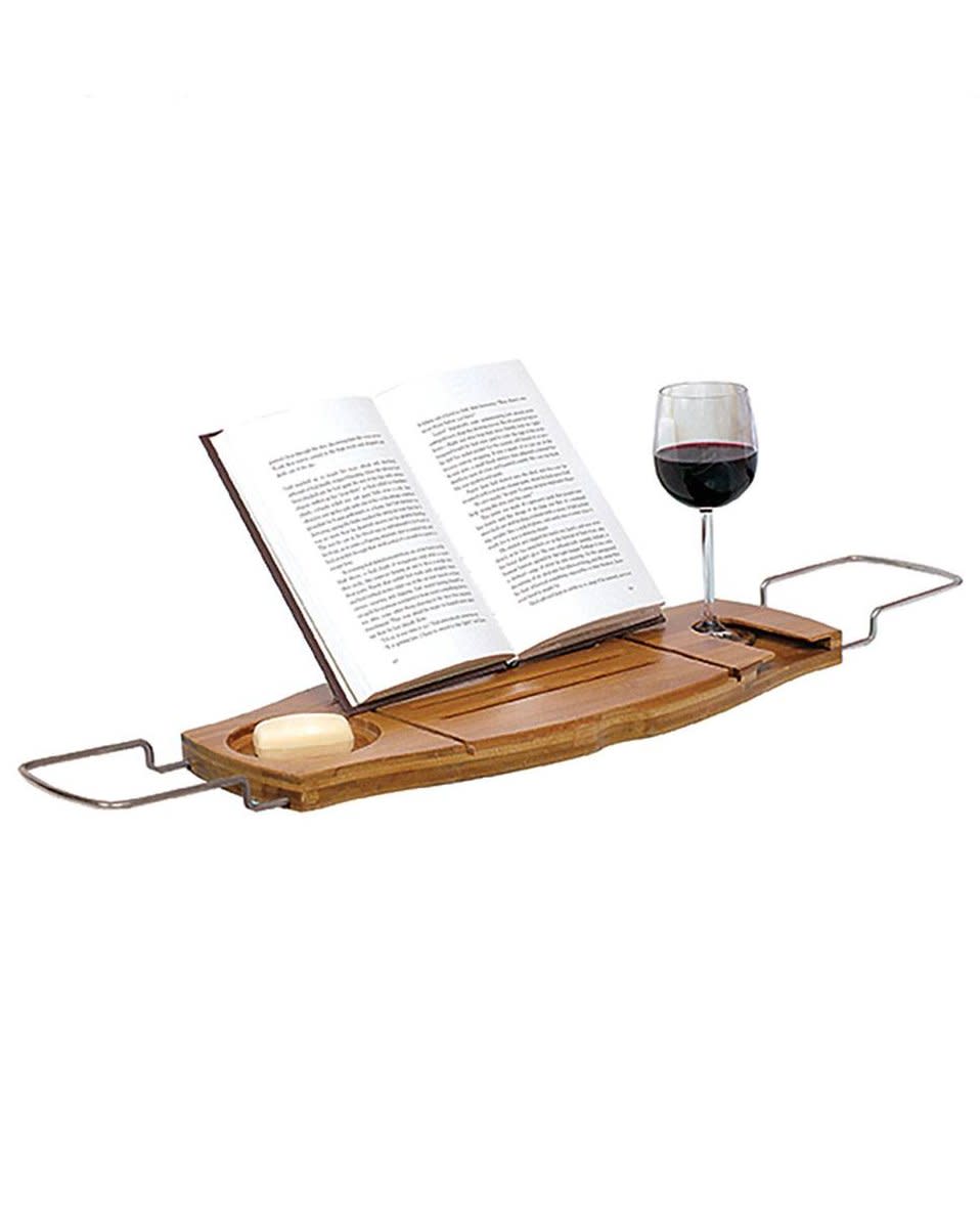 Best Gift for Bookworms: Bamboo Bathtub Caddy