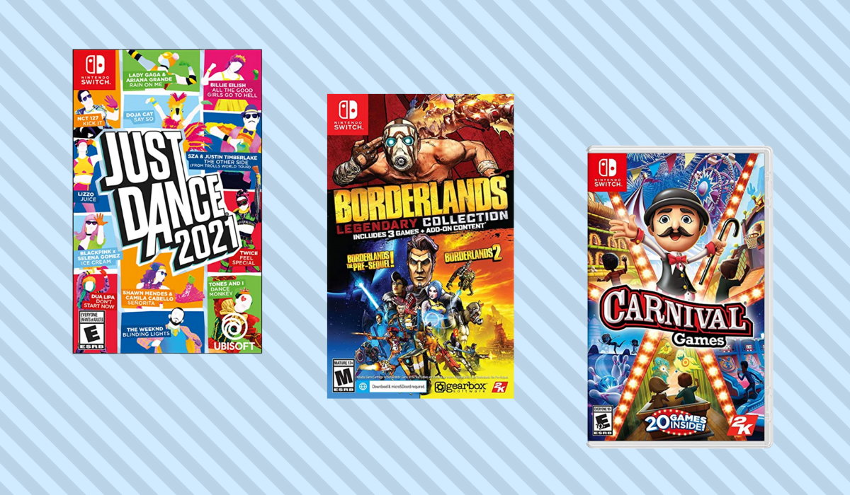 Just Dance, Borderlands, and Carnival Games for Nintendo Switch.