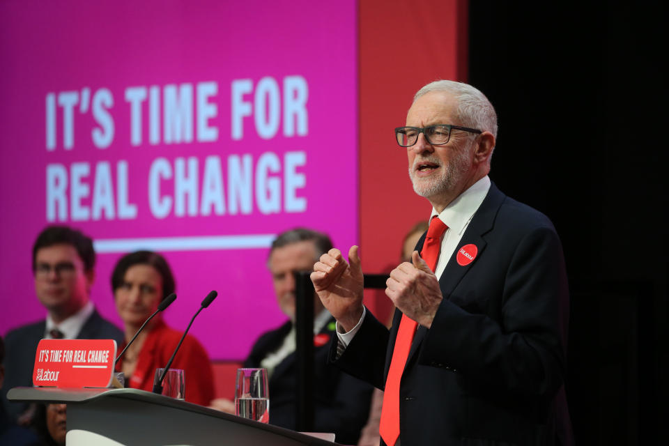 Jeremy Corbyn speaks during the launch of the Labour Party manifesto in Birmingham for the General Election. Picture dated: Thursday November 21, 2019