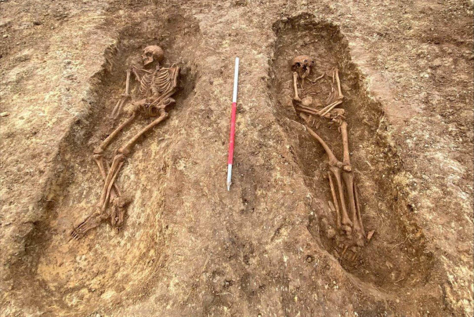The discovery near Garforth in the north of England revealed the remains of more than 60 men, women and children who lived in the area more than 1,000 years ago. (West Yorkshire Joint Services / Leeds City Council)