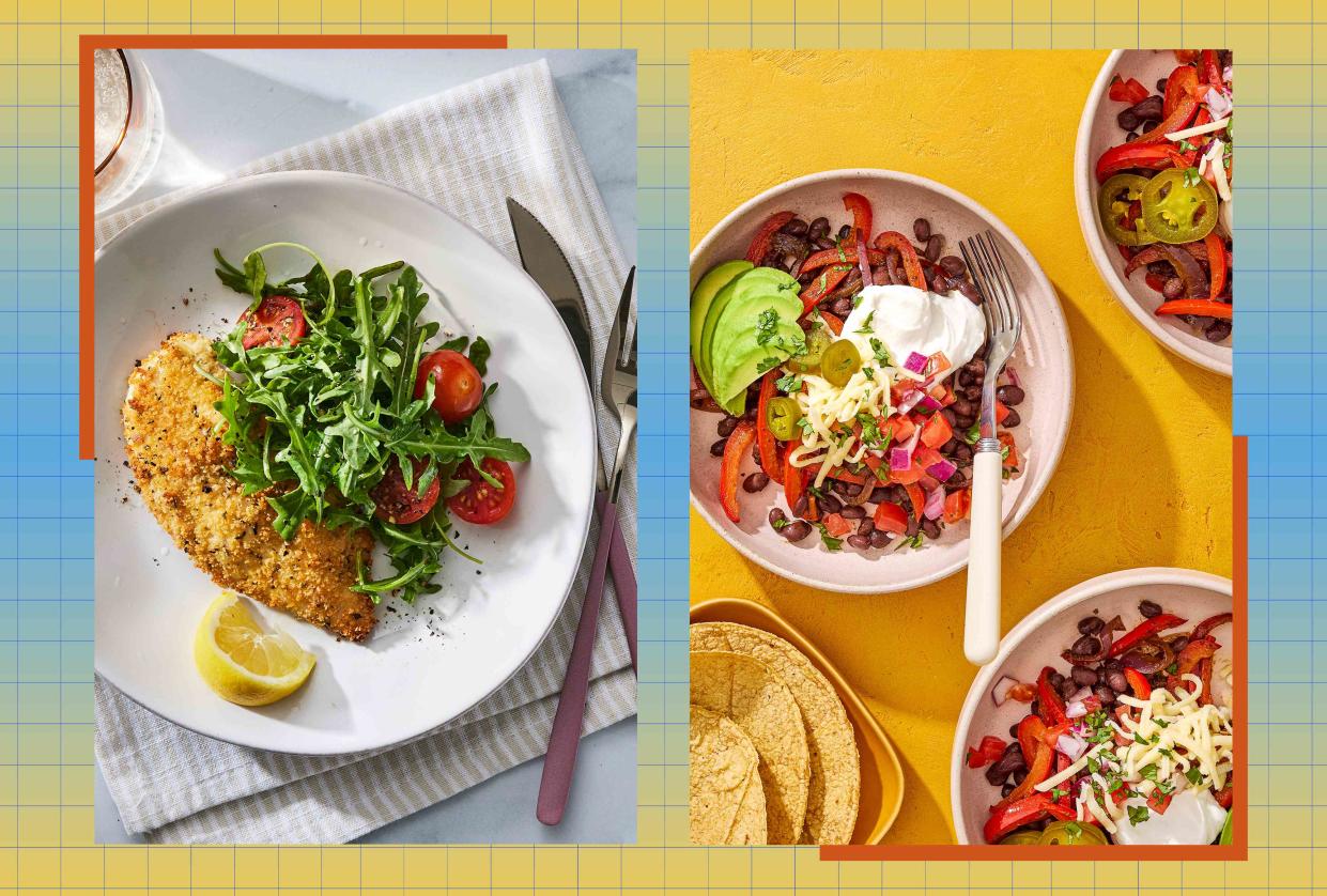 <p>Chicken Milanese: RACHEL MAREK. High-Protein Black Bean Breakfast Bowl: Ali Redmond. </p>