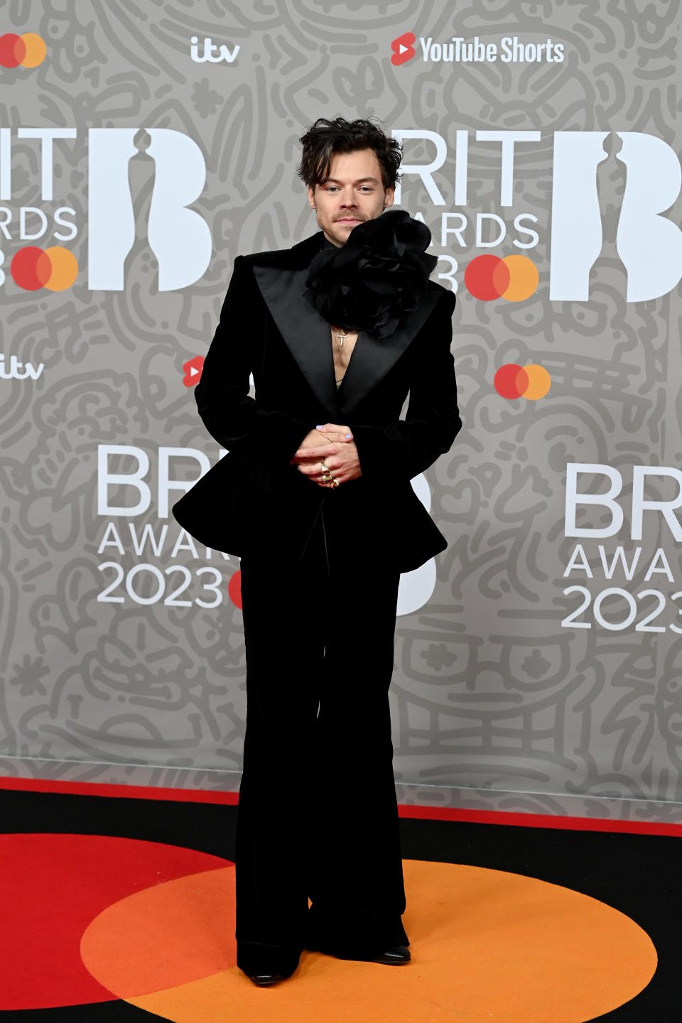 LONDON, ENGLAND - FEBRUARY 11: Harry Styles attends The BRIT Awards 2023 at The O2 Arena on February 11, 2023 in London, England. (Photo by Stringer/Anadolu Agency via Getty Images)