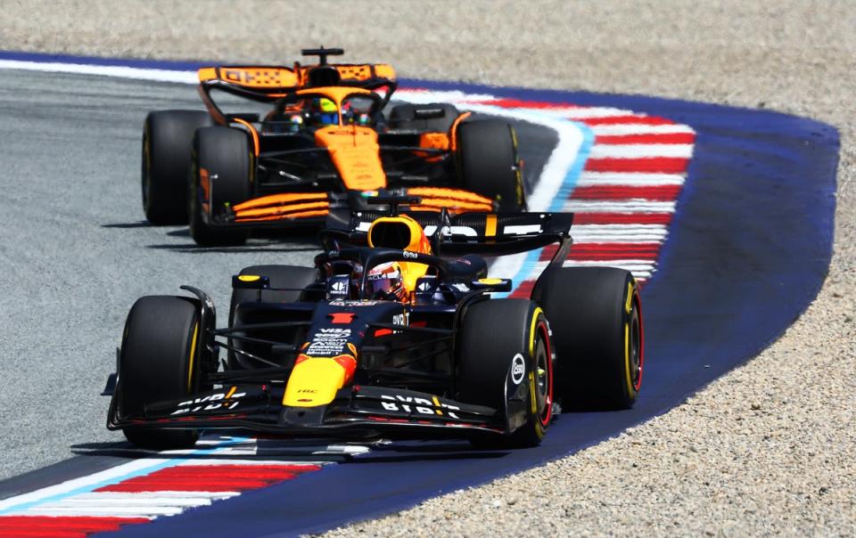 Victory: Max Verstappen extended his F1 title lead with a thrilling win in the sprint race in Austria (Getty Images)