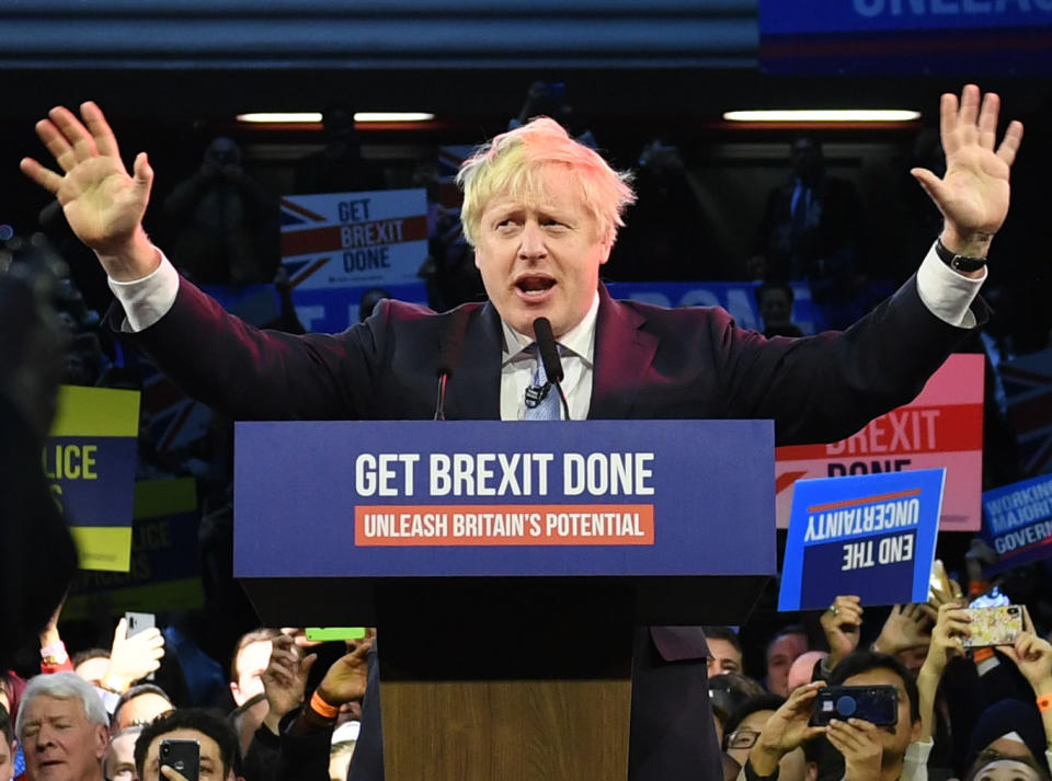 Prime Minister Boris Johnson during a visit to the Copper Box Arena in Queen Elizabeth Olympic Park, London, while on the General Election campaign trail.