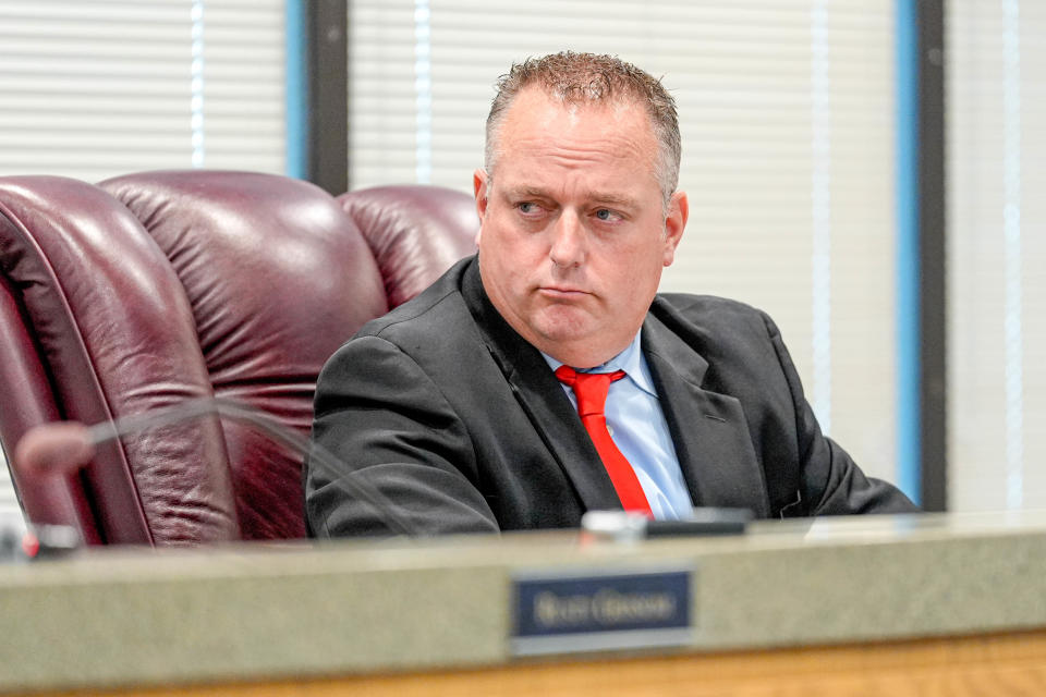 Jacob McHughes attends a meeting at the Cleveland County Office Building in Norman, Okla., on Monday, June 17, 2024.