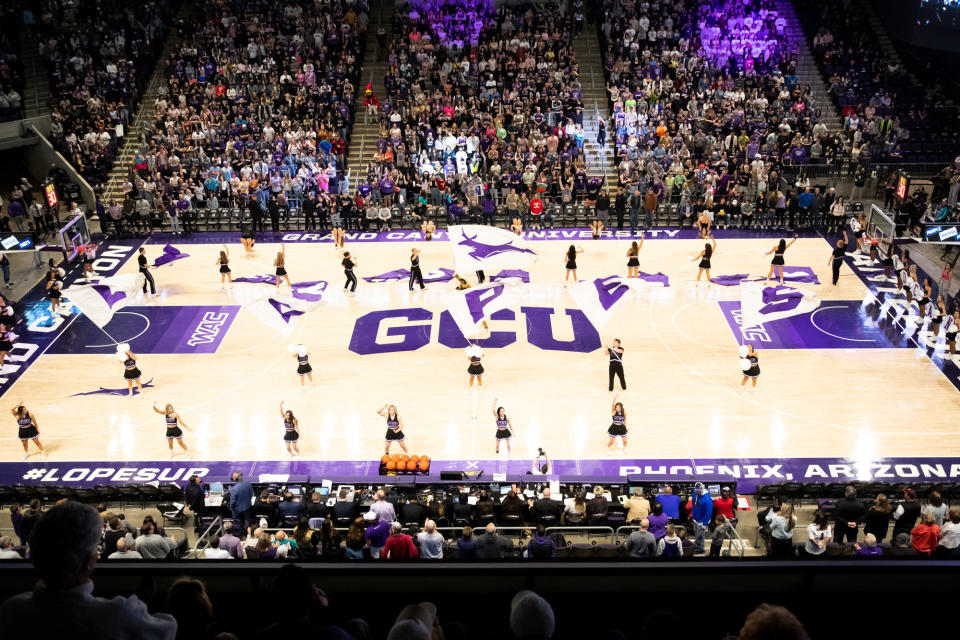 PHOENIX, AZ - FEBRUARY 03: A general view of the area during the college basketball game between the Grand Canyon Lopes and Seattle Redhawks on February 3, 2022, at GCU Arena in Phoenix, AZ. (Photo by Zachary BonDurant/Icon Sportswire via Getty Images)
