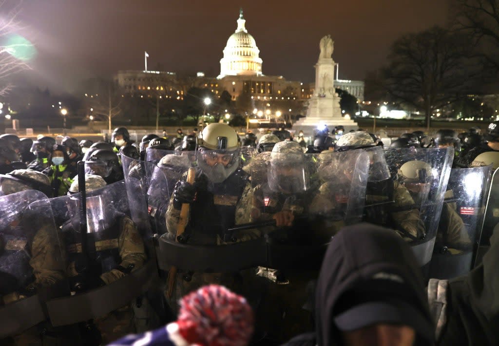 Multiple law enforcement agencies were required to clear the US Capitol of pro-Trump rioters on Wednesday. (Getty Images)