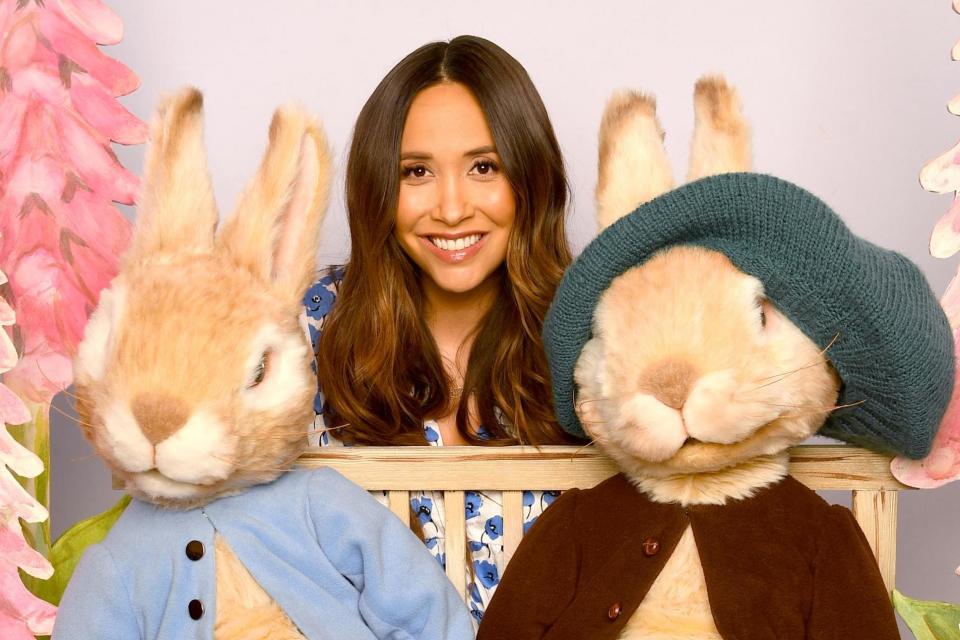 Myleene Klass and the puppets from Where Is Peter Rabbit? (Dave Hogan)