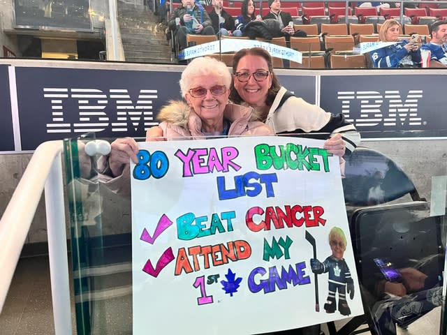 Jean Mooney at the ice-level at Toronto's Scotiabank arena. (Photo courtesy: Karen Mooney-Stewart)