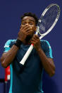 <p>Darian King of Barbados reacts against Alexander Zverev Jr. of Germany during their first round Men’s Singles match on Day One of the 2017 US Open at the USTA Billie Jean King National Tennis Center on August 28, 2017 in the Flushing neighborhood of the Queens borough of New York City. (Photo by Al Bello/Getty Images) </p>