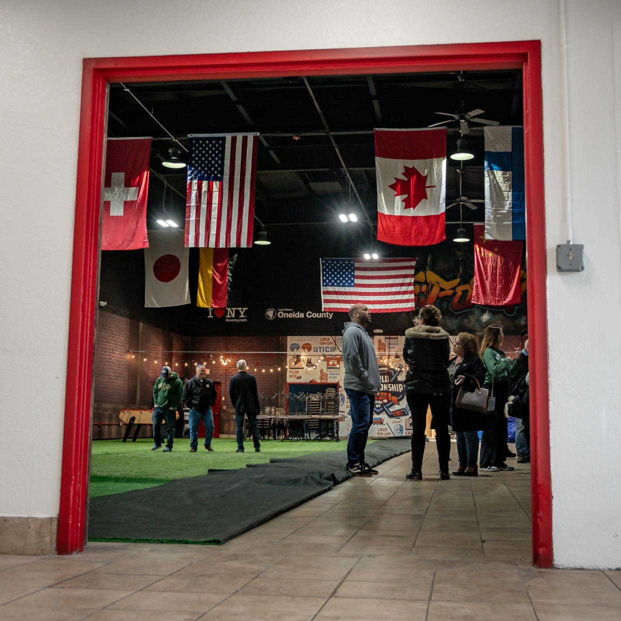 An interior view of the Subaru World Championship Village for the IIHF tournament in Utica.