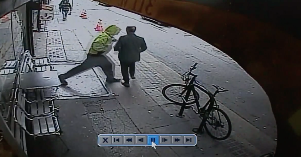 The man pushes a stranger as he walks down a footpath. Source: ABC11