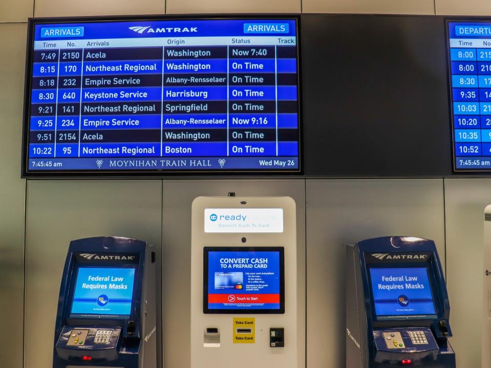 Inside the Amtrak ticket office at Moynihan Train Hall at New York's Pennsylvania Station - Amtrak Northeast Regional New York to Boston