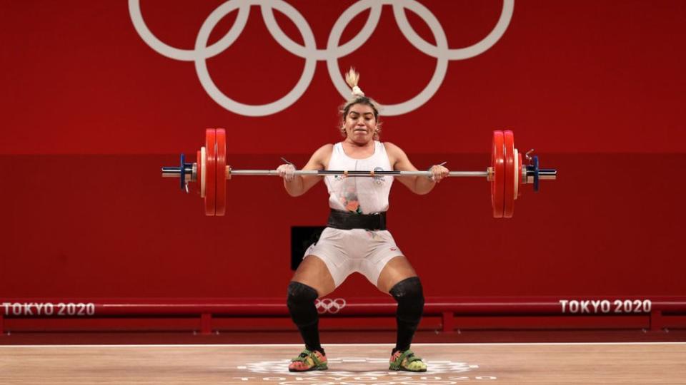 Aremi Fuentes durante la competición de este domingo.