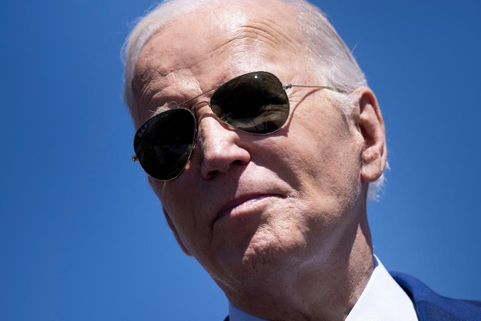 US President Joe Biden speaks at the Intel Ocotillo Campus in Chandler, Arizona, on March 20, 2024. The White House unveiled almost $20 billion in new grants and loans Wednesday to support Intel's US chip-making facilities, marking the Biden administration's largest funding announcement yet as it tackles China's dominance of the crucial technology. (Photo by Brendan Smialowski / AFP) (Photo by BRENDAN SMIALOWSKI/AFP via Getty Images) ORG XMIT: 776122191 ORIG FILE ID: 2092448079