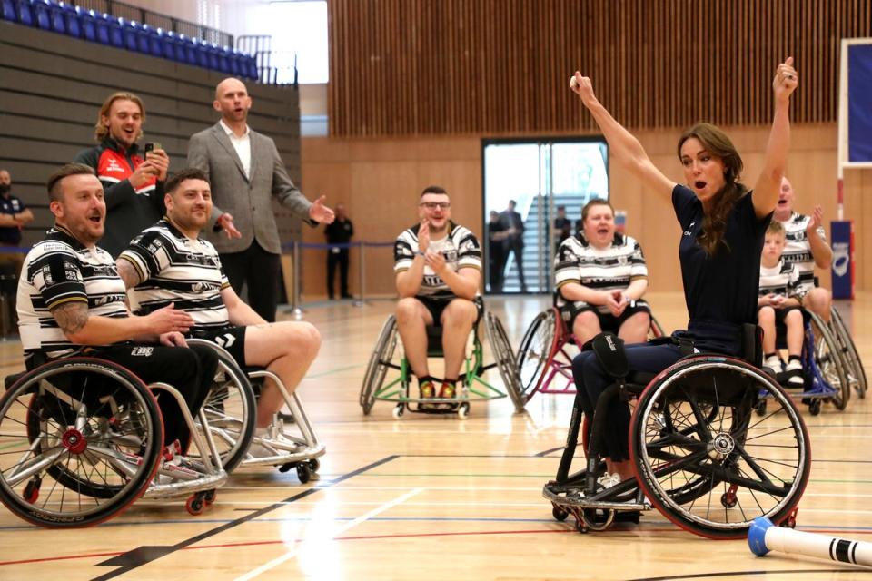 Kate tried her hand at the sport during the visit (AP)