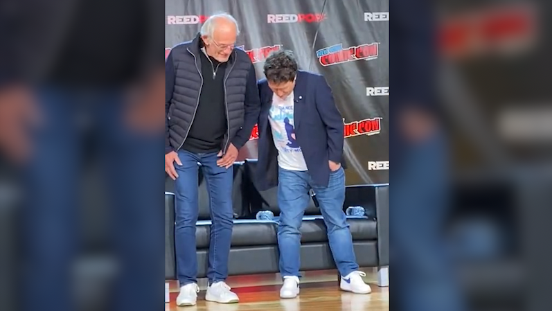 Michael J Fox, Christopher Lloyd embrace in NYC