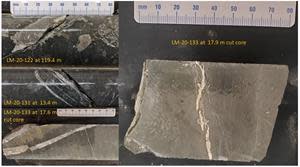 Core photographs of Native Silver from Shaft 3 Area Drilling Langis Project