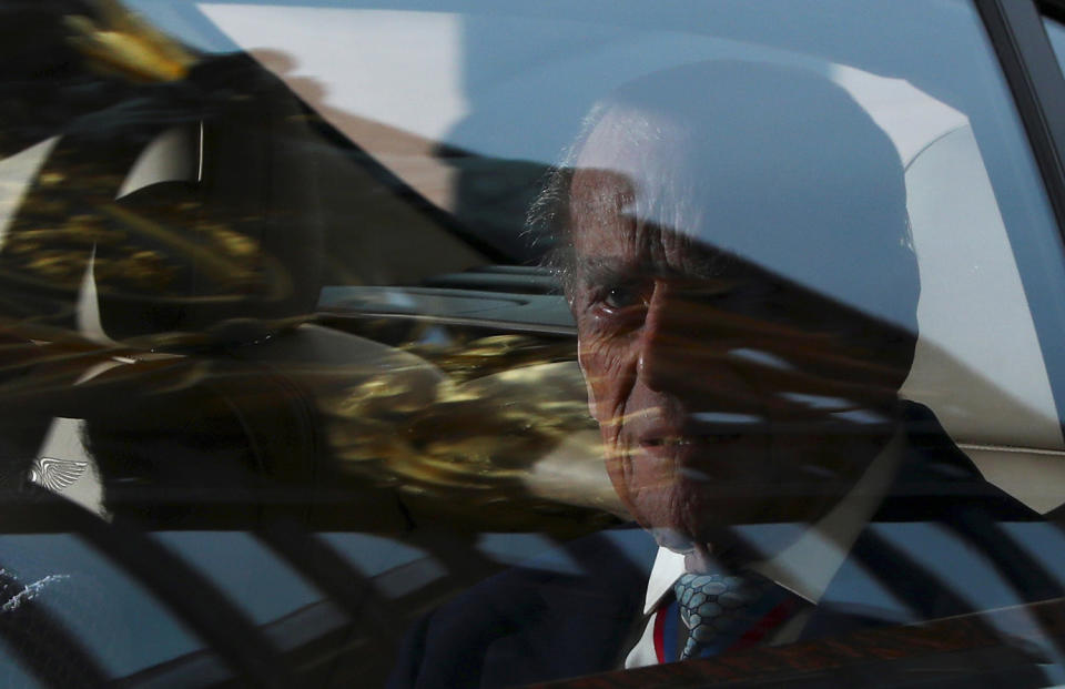 Prince Philip and Queen Elizabeth leave Buckingham Palace