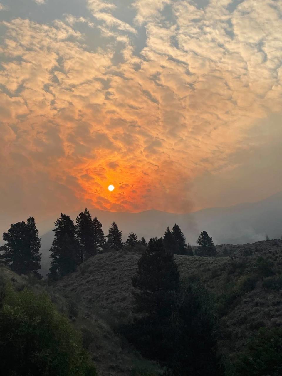 A view of the Deer Fire, which is burning in the Boise National Forest, 12 miles northeast of Boise.