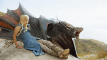 <p>In leaving behind her Dothraki life, Daenerys also shed the earth-toned garb for the pale blue, whisper-thin frocks worn in Qarth and other cities of Slavers Bay. But she still always wore pants beneath these beautiful gowns. “There’s always a fear in her that she will have to leave so it gives her the freedom to always escape and run,” Clapton told the <a rel="nofollow noopener" href="http://www.telegraph.co.uk/fashion/people/the-secret-daenerys-wears-under-every-dress-secrets-from-the-gam/" target="_blank" data-ylk="slk:Telegraph;elm:context_link;itc:0;sec:content-canvas" class="link ">Telegraph</a>.<br><br>(Photo Credit: HBO) </p>