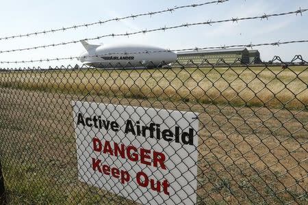 The Airlander 10 hybrid airship is seen after a crash-landing during a test flight at Cardington Airfield in Britain, August 24, 2016. REUTERS/Darren Staples