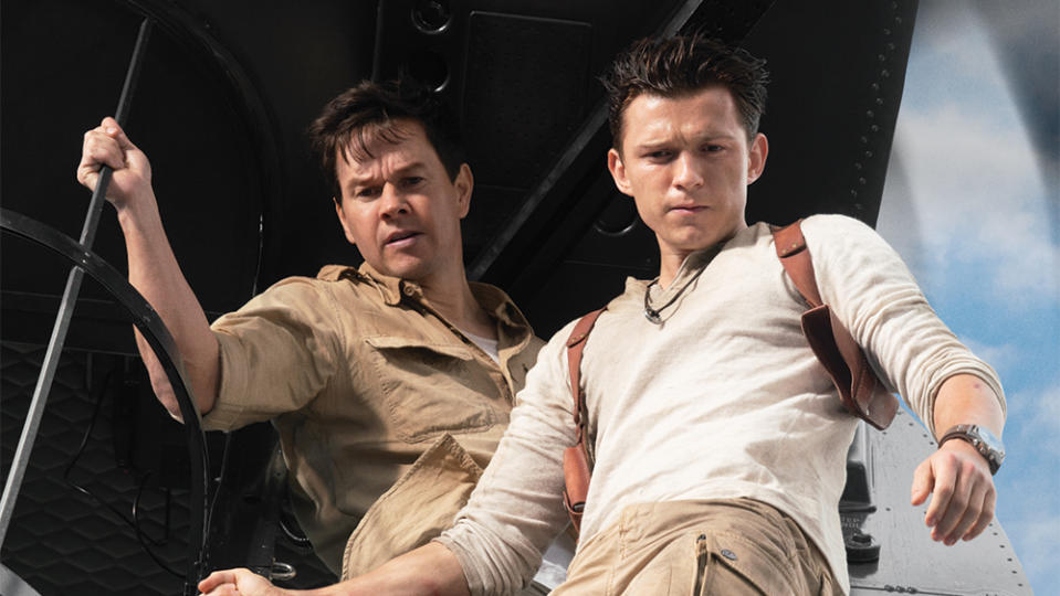 Mark Wahlberg stars as Victor “Sully” Sullivan and Tom Holland is Nathan Drake in Columbia Pictures’ UNCHARTED. Photo by: Clay Enos - Credit: Courtesy of Clay Enos/Columbia P