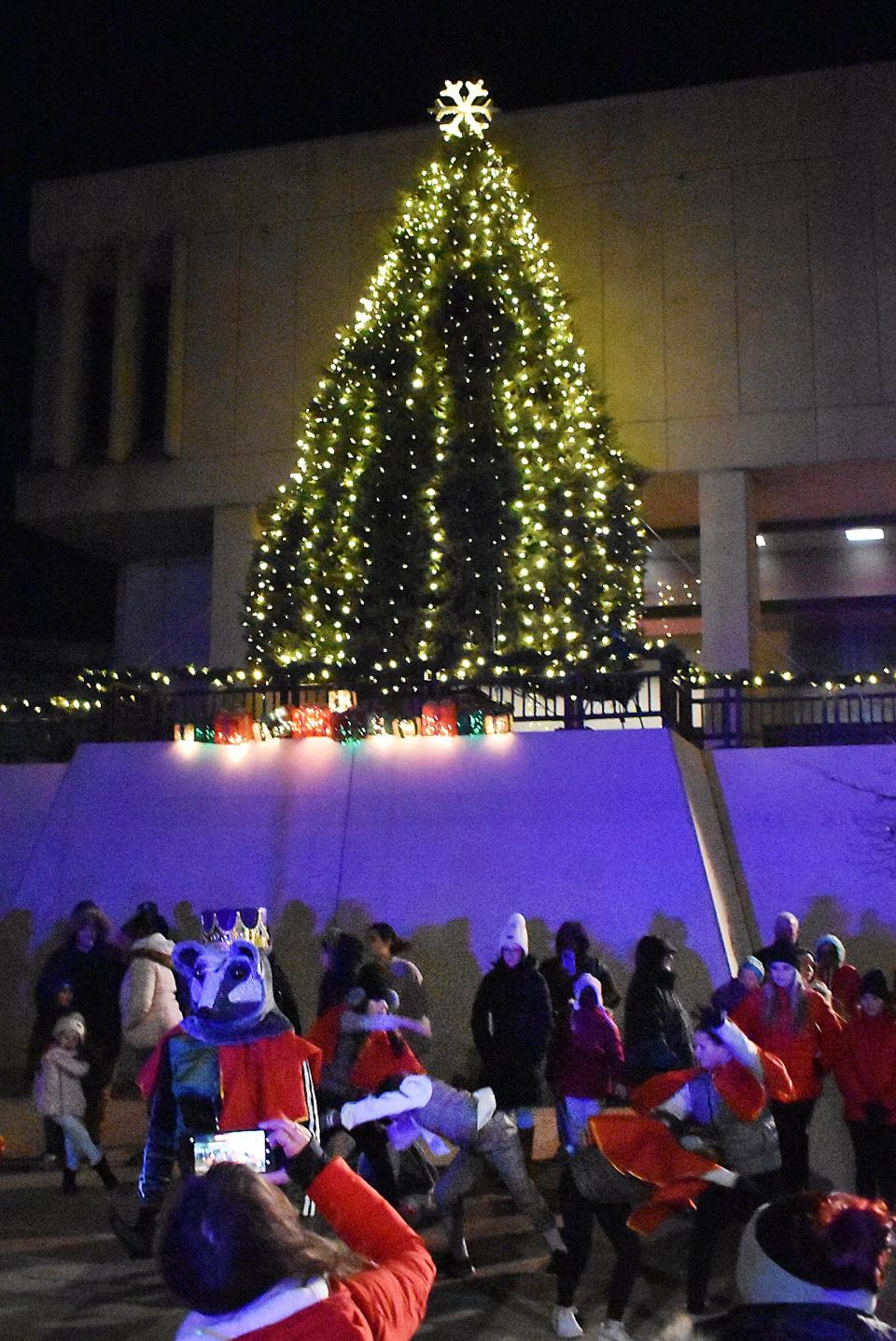 Spectators at the 2022 tree lighting ceremony in Fall River.