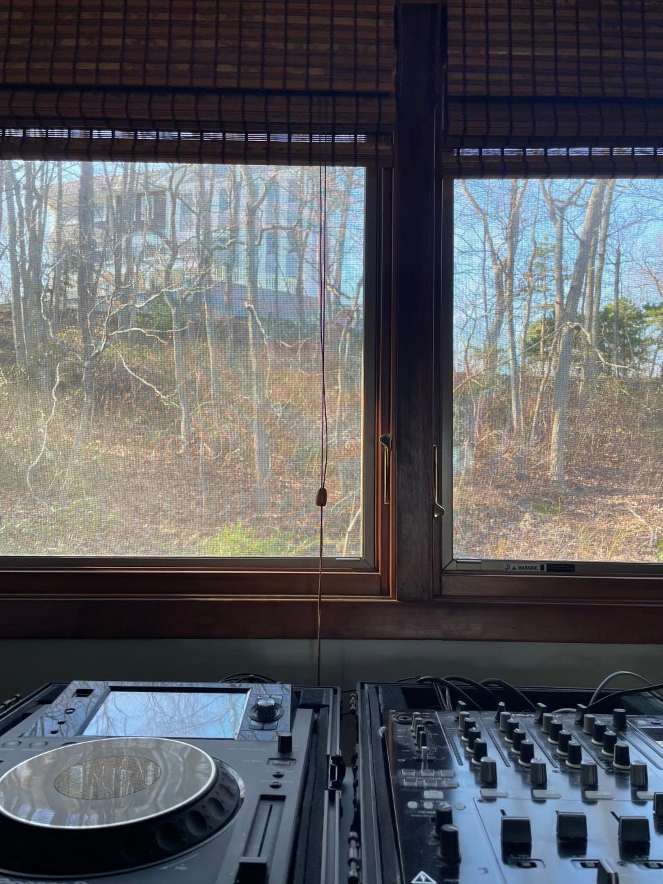 Dan Mueller's view from his second floor looking at Overlook Manor in the Shark River Hills section of Neptune. He used this audio equipment to capture the decibel output from the nearby parties.
