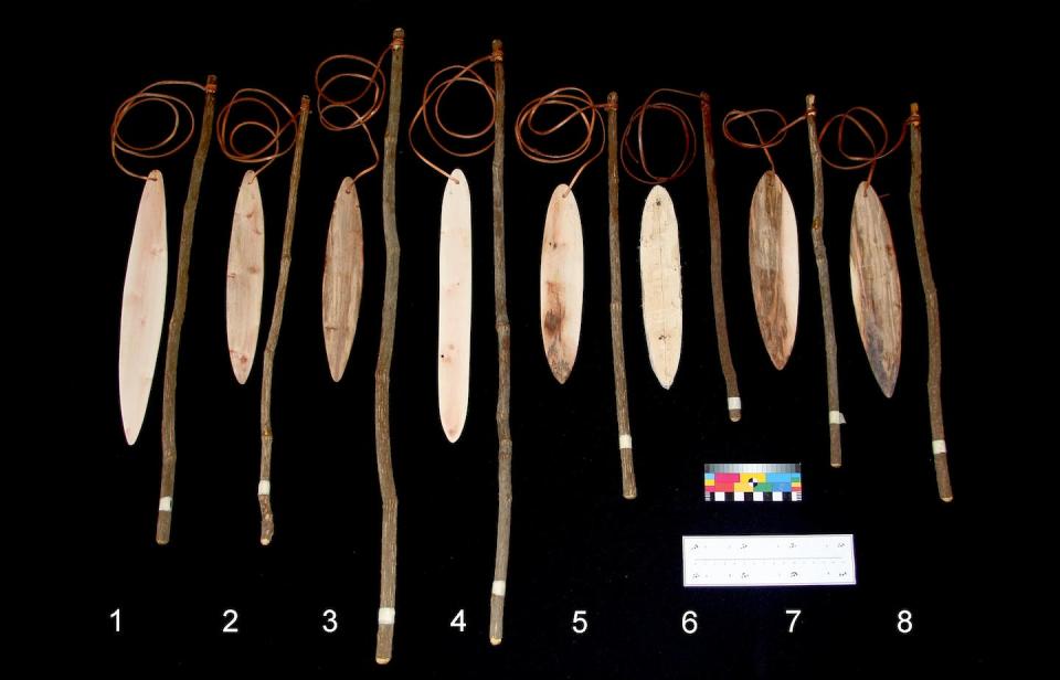 Instruments created using dimensions extrapolated from the Cederberg aerophone rock painting. © Neil Rusch