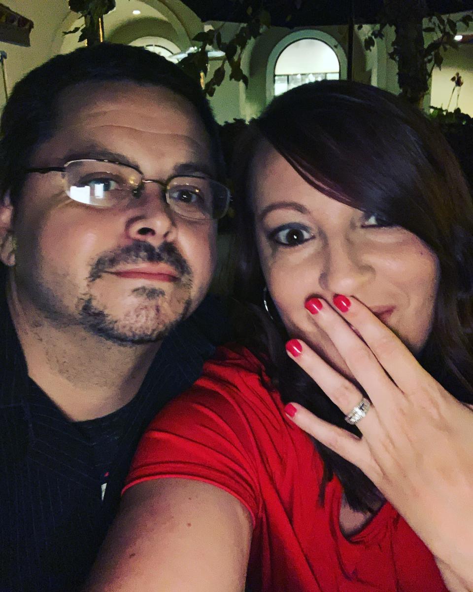 Kendra Blair and Sean Rice after getting engaged. (PA Real Life/Collect)