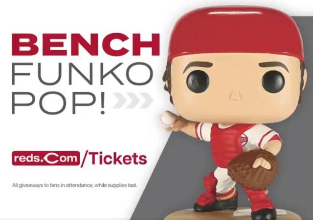 A fan giveaway Funko Pop! toy of former Cincinnati Reds player