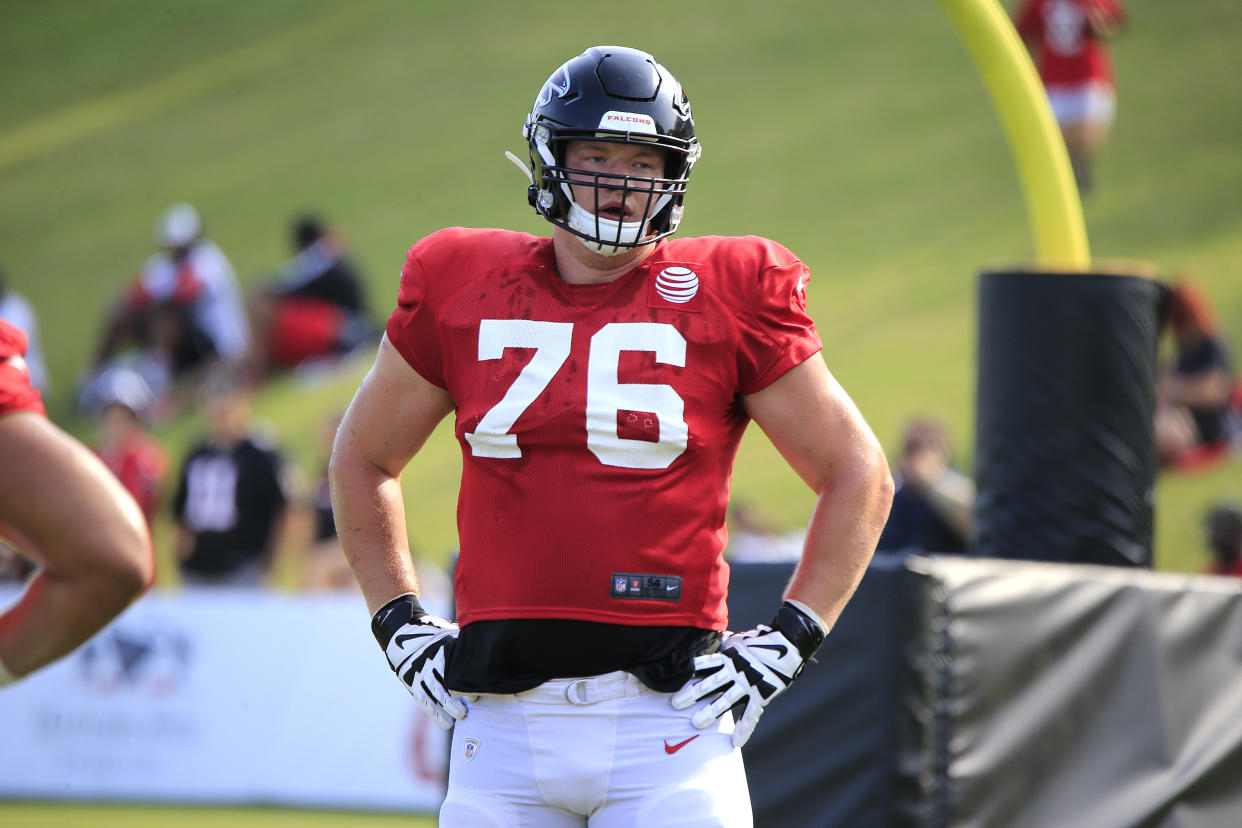 Atlanta Falcons offensive tackle Kaleb McGary will miss time following a heart procedure. (Getty Images)