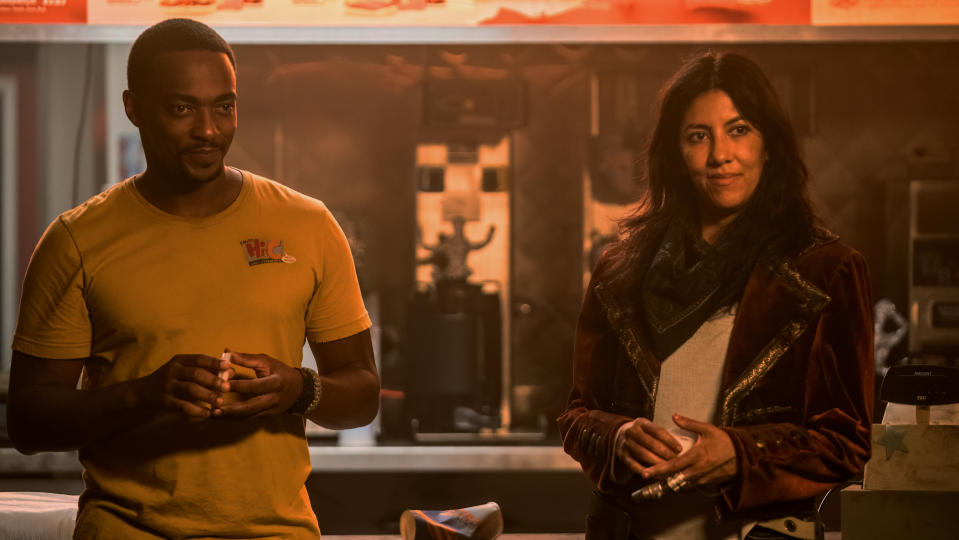 Anthony Mackie and Stephanie Beatriz in Twisted Metal. (Paramount+)