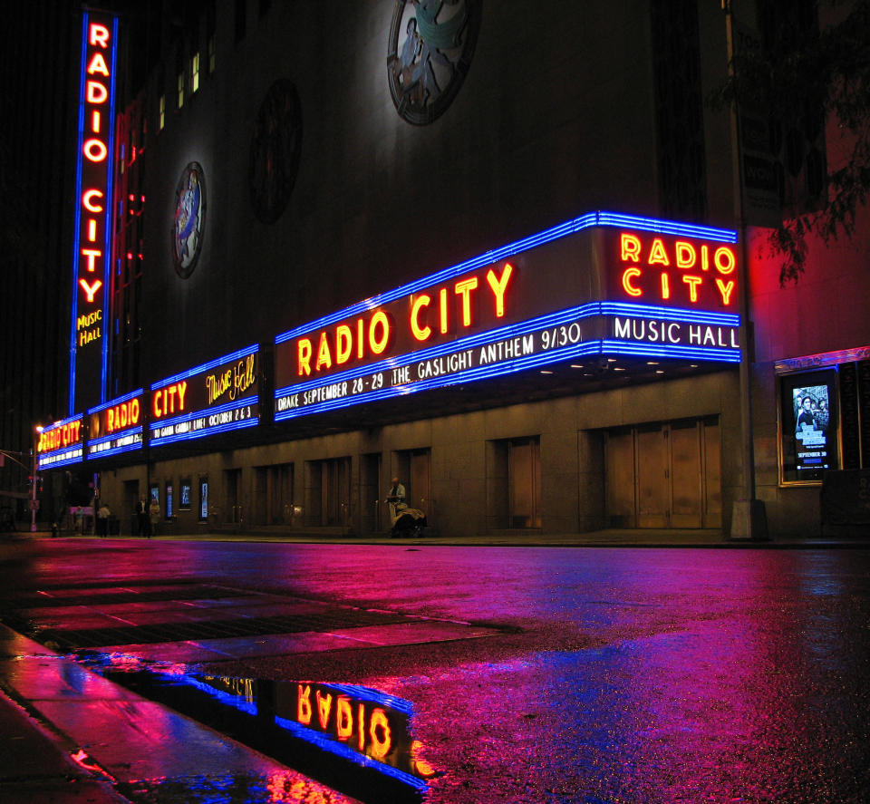 Steven Feather took this colourful shot of Radio City after rain fell in New York City (Steven Feather)