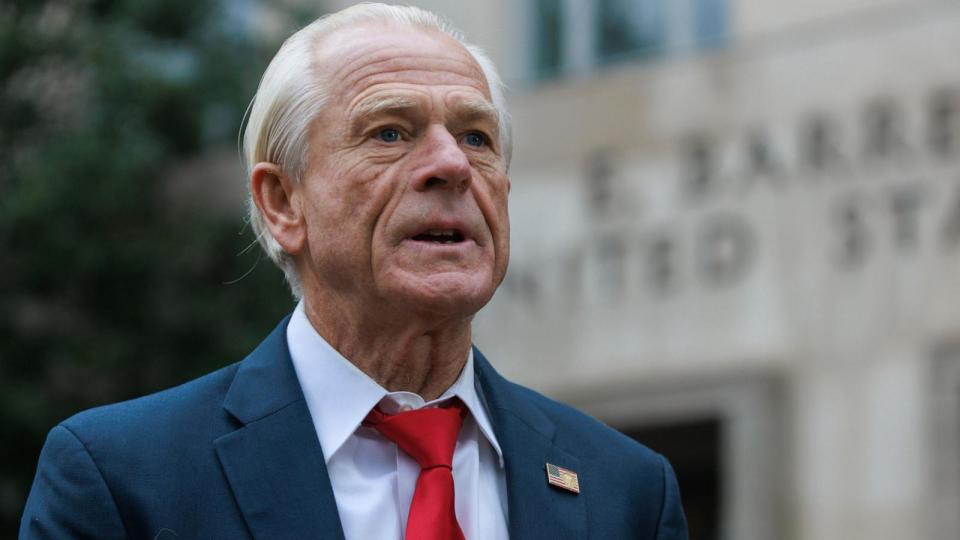 PHOTO: Peter Navarro, former White House official under the Trump administration, arrives at the E. Barrett Prettyman Courthouse in Washington, D.C. on Jan. 25, 2024. (Bryan Olin Dozier/NurPhoto via Shutterstock)