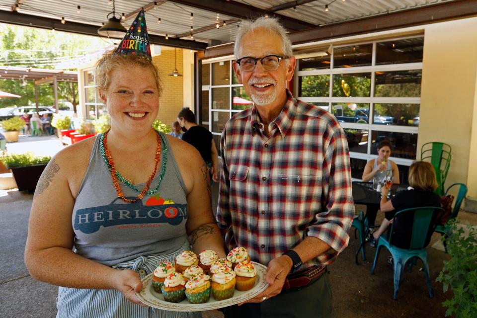 Heirloom Café co-owners chef Jessica Rothacker and her father Travis Burch pose for a photo on the restaurant's 10 year anniversary in Athens, Ga., on Thursday, June 17, 2021.