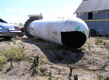 Blown-out end of a nurse tank. Credit: FMCSA