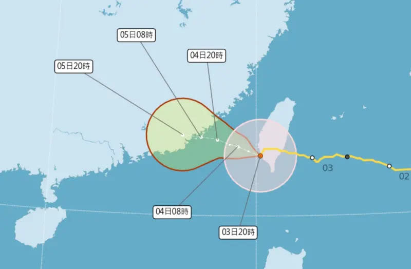 ▲海葵颱風昨日下午登陸台東後，晚上中心就從高雄出海，今日受其暴風圈和外圍環流影響，各地仍有明顯降雨。（圖／中央氣象局提供）